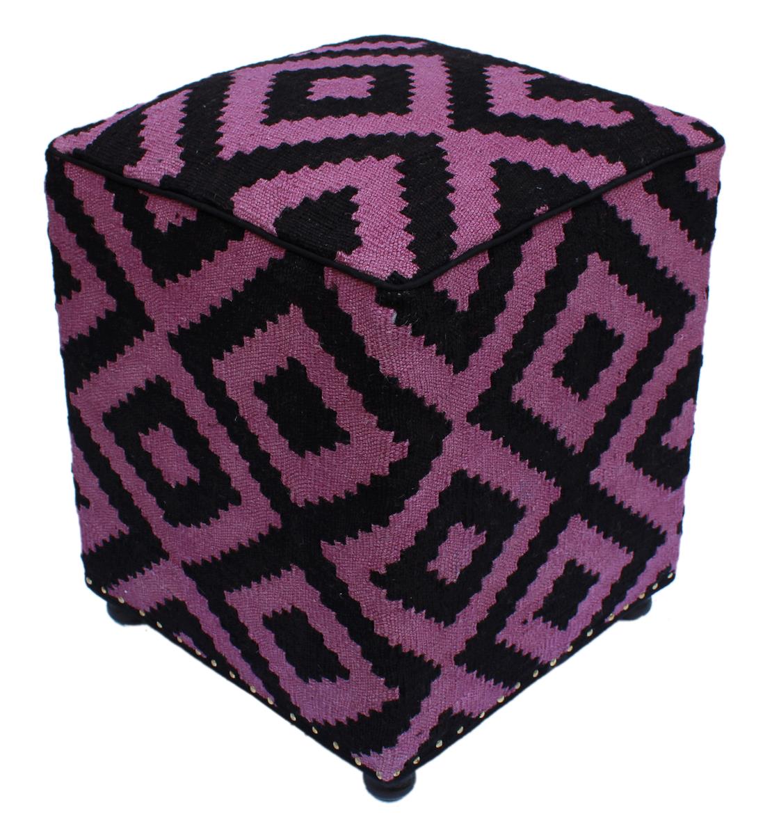 handmade  Ottoman Black Purple HandmadeRECTANGLE 100% WOOL area rug