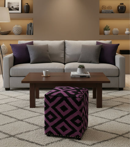 handmade  Ottoman Black Purple HandmadeRECTANGLE 100% WOOL area rug