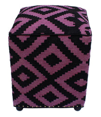 handmade  Ottoman Black Purple HandmadeRECTANGLE 100% WOOL area rug