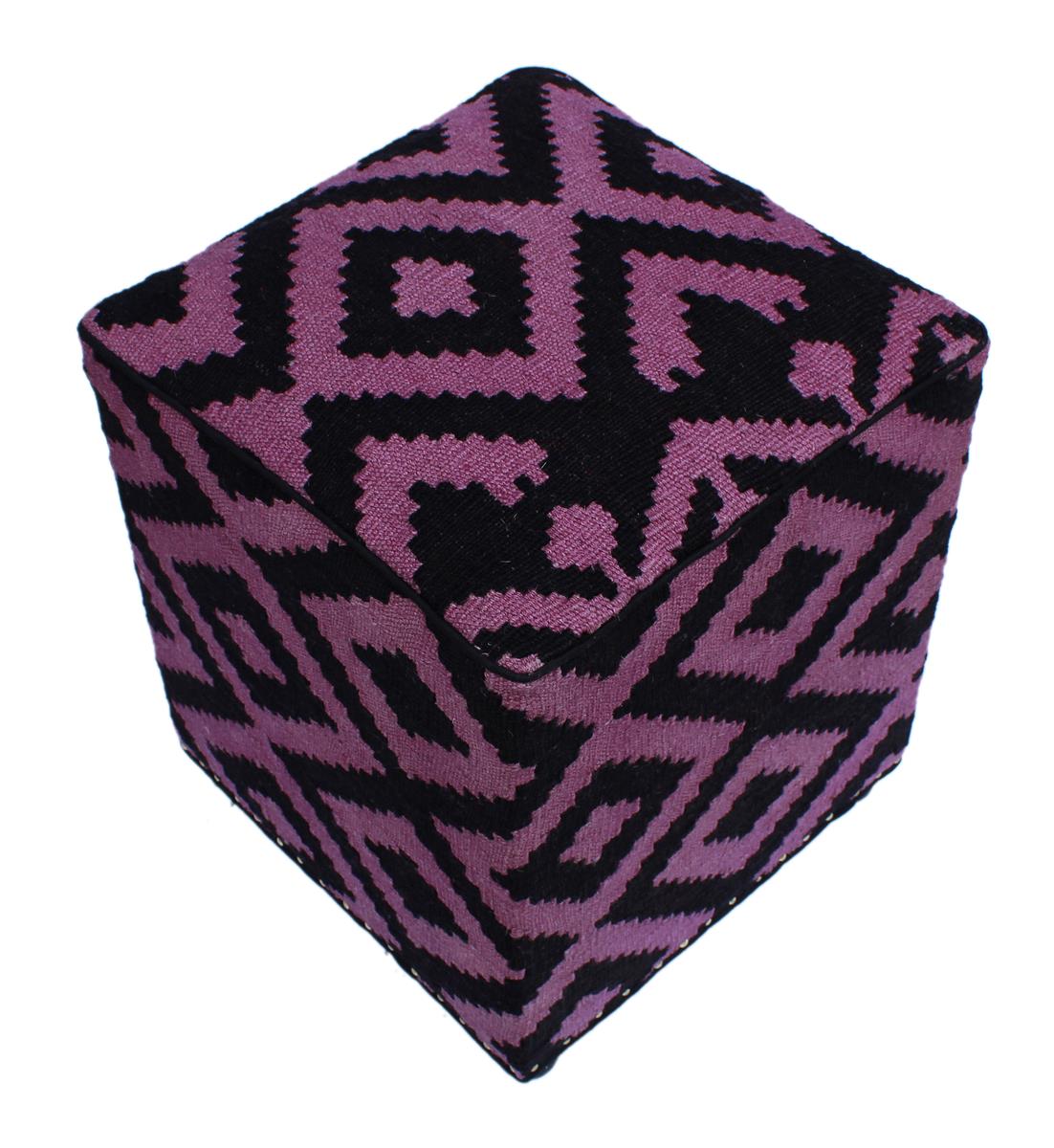 handmade  Ottoman Black Purple HandmadeRECTANGLE 100% WOOL area rug