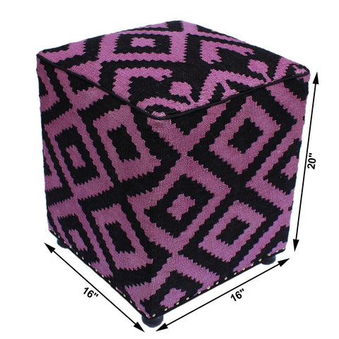 handmade  Ottoman Black Purple HandmadeRECTANGLE 100% WOOL area rug