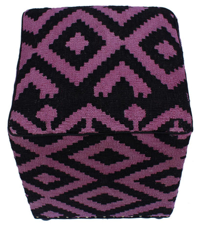handmade  Ottoman Black Purple HandmadeRECTANGLE 100% WOOL area rug