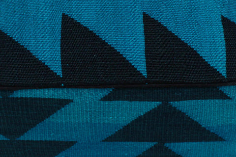 handmade  Ottoman Blue Black HandmadeRECTANGLE 100% WOOL area rug