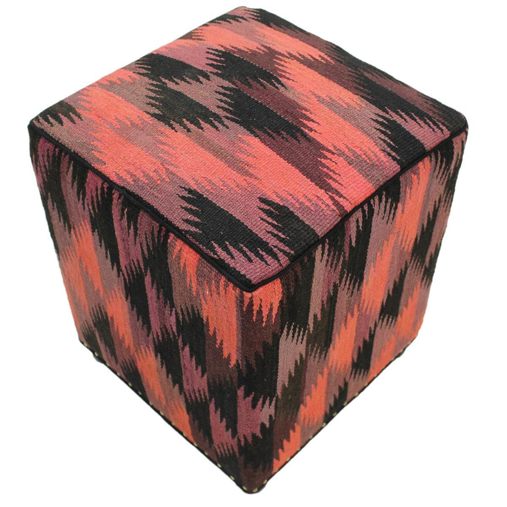 handmade  Ottoman Pink Black HandmadeRECTANGLE 100% WOOL area rug