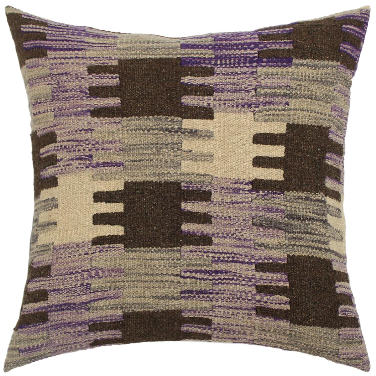 handmade Traditional Pillow Purple Gray Hand-made SQUARE 100% WOOL kilim throw pillow