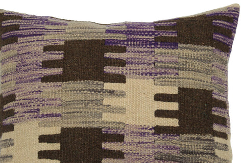 handmade Traditional Pillow Purple Gray Hand-made SQUARE 100% WOOL kilim throw pillow