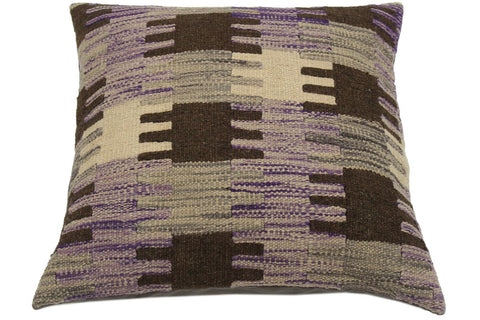 handmade Traditional Pillow Purple Gray Hand-made SQUARE 100% WOOL kilim throw pillow
