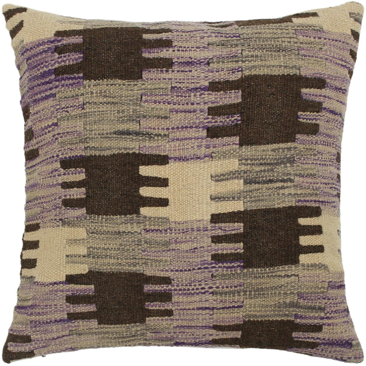 handmade Traditional Pillow Purple Gray Hand-made SQUARE 100% WOOL kilim throw pillow