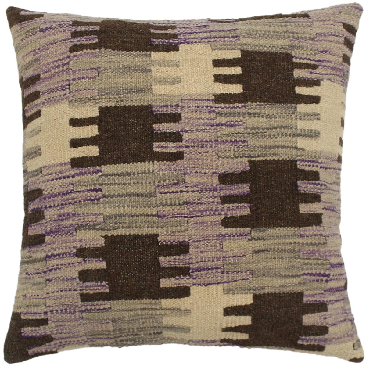 handmade Traditional Pillow Purple Gray Hand-made SQUARE 100% WOOL kilim throw pillow