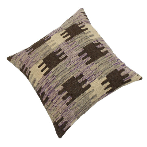 handmade Traditional Pillow Purple Gray Hand-made SQUARE 100% WOOL kilim throw pillow