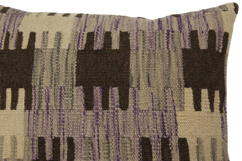 handmade Traditional Pillow Purple Gray Hand-made SQUARE 100% WOOL kilim throw pillow