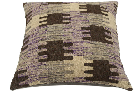 handmade Traditional Pillow Purple Gray Hand-made SQUARE 100% WOOL kilim throw pillow