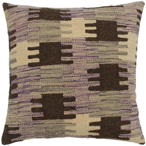 handmade Traditional Pillow Purple Gray Hand-made SQUARE 100% WOOL kilim throw pillow