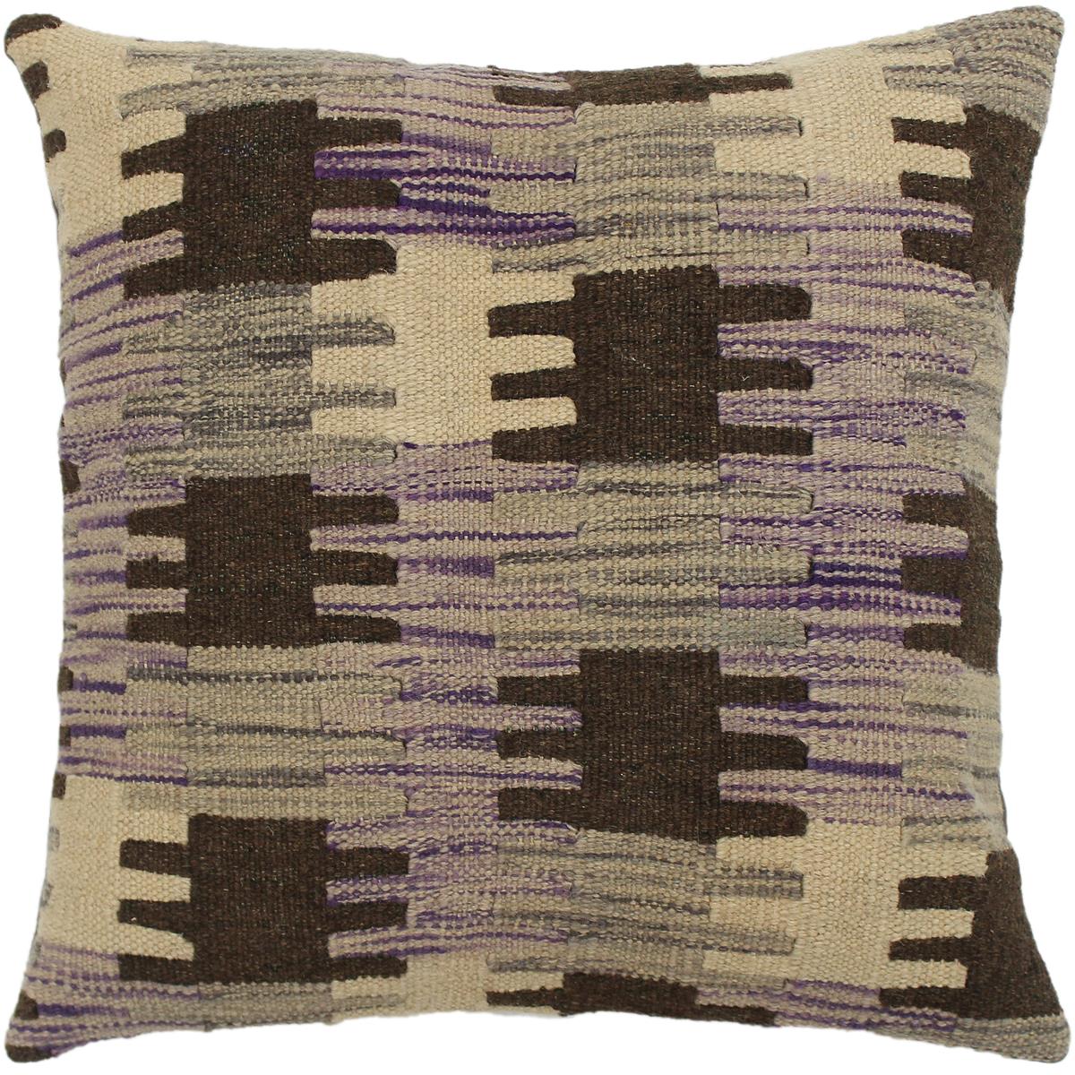 handmade Traditional Pillow Purple Gray Hand-made SQUARE 100% WOOL kilim throw pillow