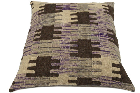 handmade Traditional Pillow Purple Gray Hand-made SQUARE 100% WOOL kilim throw pillow