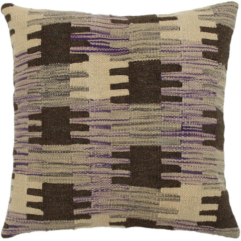 handmade Traditional Pillow Purple Gray Hand-made SQUARE 100% WOOL kilim throw pillow