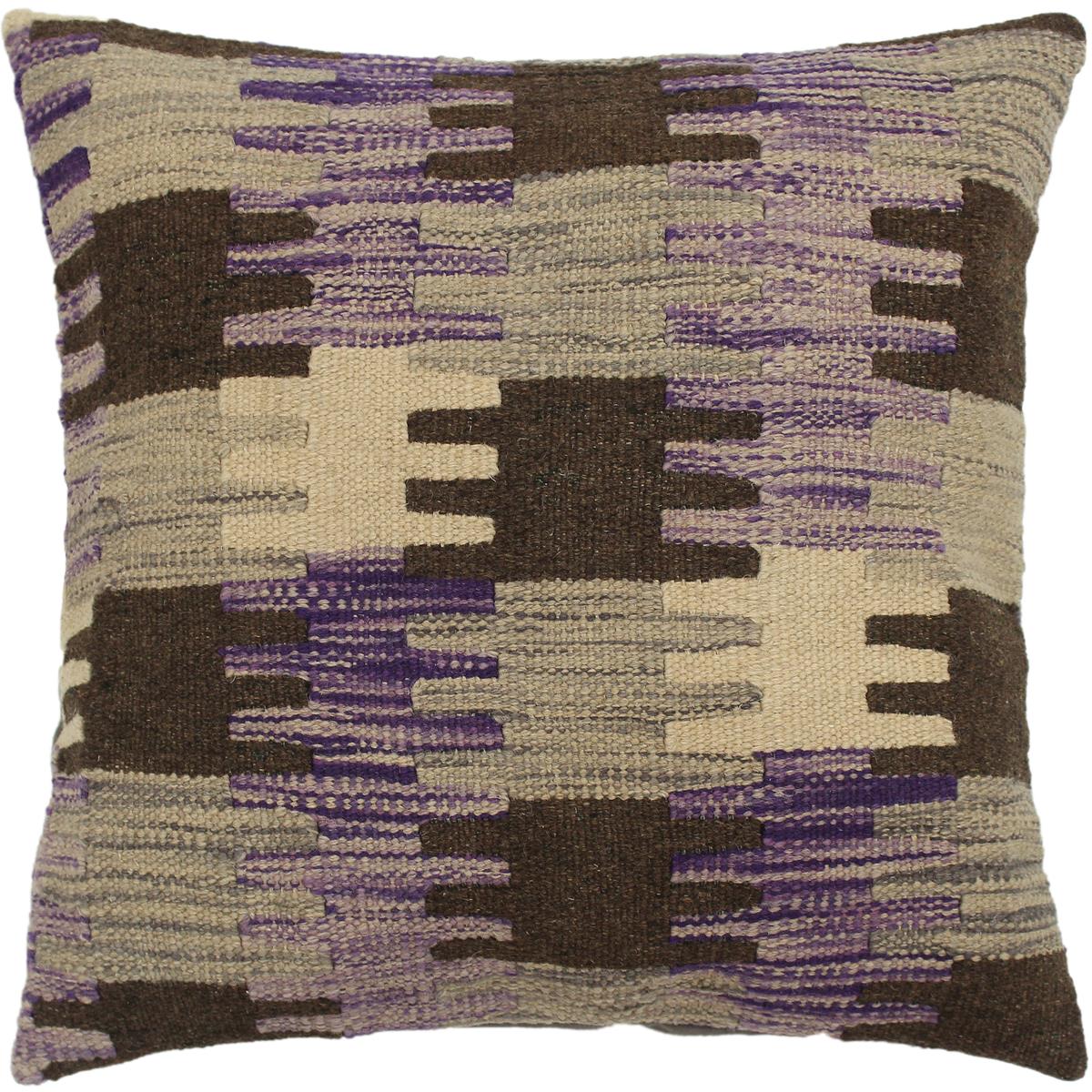 handmade Traditional Pillow Purple Gray Hand-made SQUARE 100% WOOL kilim throw pillow