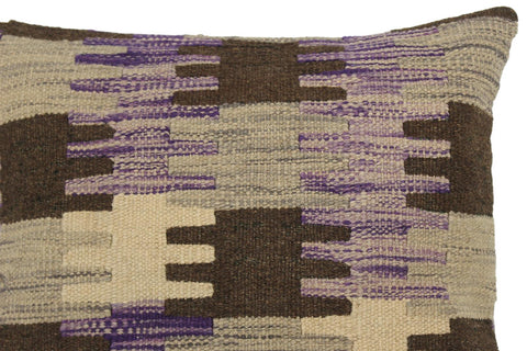 handmade Traditional Pillow Purple Gray Hand-made SQUARE 100% WOOL kilim throw pillow