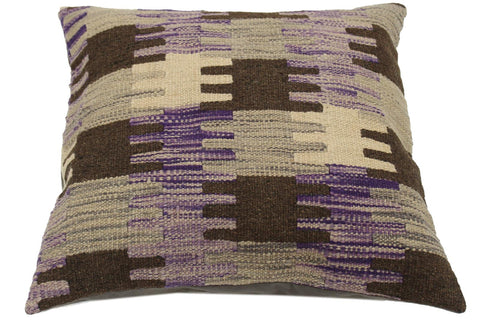 handmade Traditional Pillow Purple Gray Hand-made SQUARE 100% WOOL kilim throw pillow