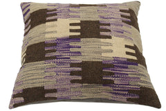 handmade Traditional Pillow Purple Gray Hand-made SQUARE 100% WOOL kilim throw pillow