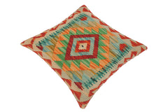 handmade Traditional Pillow Rust Teal Hand-Woven SQUARE 100% WOOL kilim throw pillow