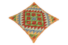 handmade Traditional Pillow Rust Blue Hand-Woven SQUARE 100% WOOL kilim throw pillow