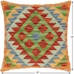 handmade Traditional Pillow Rust Blue Hand-Woven SQUARE 100% WOOL kilim throw pillow