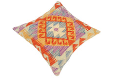 handmade Traditional Pillow Rust Gold Hand-Woven SQUARE 100% WOOL kilim throw pillow