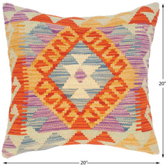 handmade Traditional Pillow Rust Gold Hand-Woven SQUARE 100% WOOL kilim throw pillow