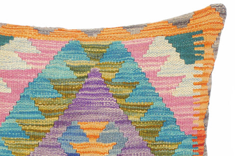 handmade Traditional Pillow Purple Blue Hand-Woven SQUARE 100% WOOL kilim throw pillow