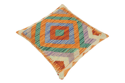 handmade Traditional Pillow Rust Blue Hand-Woven SQUARE 100% WOOL kilim throw pillow