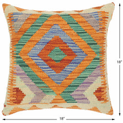 handmade Traditional Pillow Rust Blue Hand-Woven SQUARE 100% WOOL kilim throw pillow