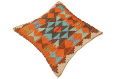 handmade Traditional Pillow Brown Rust Hand-Woven SQUARE 100% WOOL kilim throw pillow