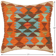 handmade Traditional Pillow Brown Rust Hand-Woven SQUARE 100% WOOL kilim throw pillow