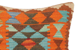 handmade Traditional Pillow Brown Rust Hand-Woven SQUARE 100% WOOL kilim throw pillow