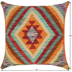 handmade Traditional Pillow Rust Blue Hand-Woven SQUARE 100% WOOL kilim throw pillow