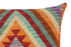 handmade Traditional Pillow Rust Blue Hand-Woven SQUARE 100% WOOL kilim throw pillow