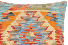 handmade Traditional Pillow Gray Blue Hand-Woven SQUARE 100% WOOL kilim throw pillow