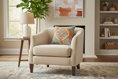 Modern Turkish Levi Hand Woven Kilim Throw Pillow