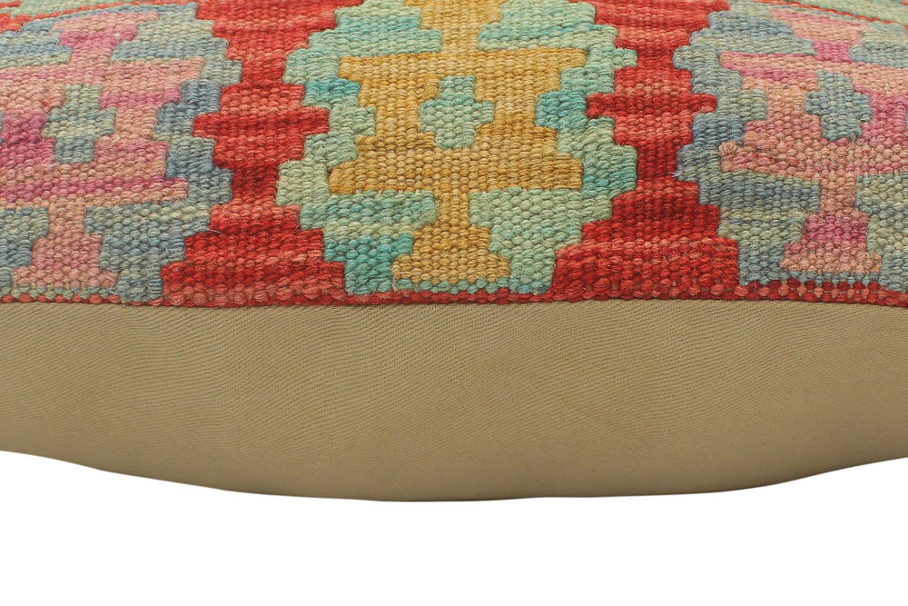 handmade Tribal Turkish Antique Blue Red Hand-Woven SQUARE 100% WOOL pillow