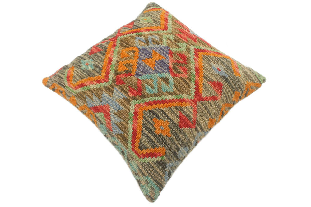 handmade Tribal Turkish Antique Charcoal Red Hand-Woven SQUARE 100% WOOL pillow