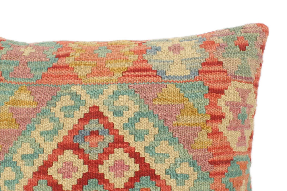 handmade Tribal Turkish Antique Blue Red Hand-Woven SQUARE 100% WOOL pillow