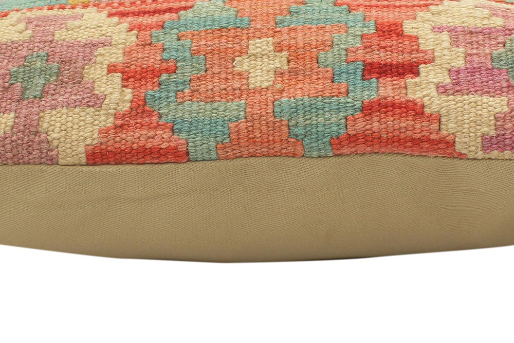 handmade Tribal Turkish Antique Blue Red Hand-Woven SQUARE 100% WOOL pillow