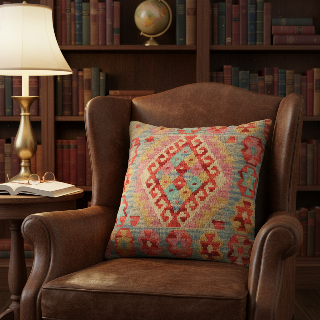 Shabby Chic Turkish Dennis Hand Woven Kilim Pillow