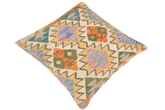 handmade Traditional Pillow Gold Rust Hand-Woven SQUARE 100% WOOL kilim throw pillow