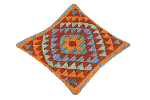handmade Traditional Pillow Blue Rust Hand-Woven SQUARE 100% WOOL area rug