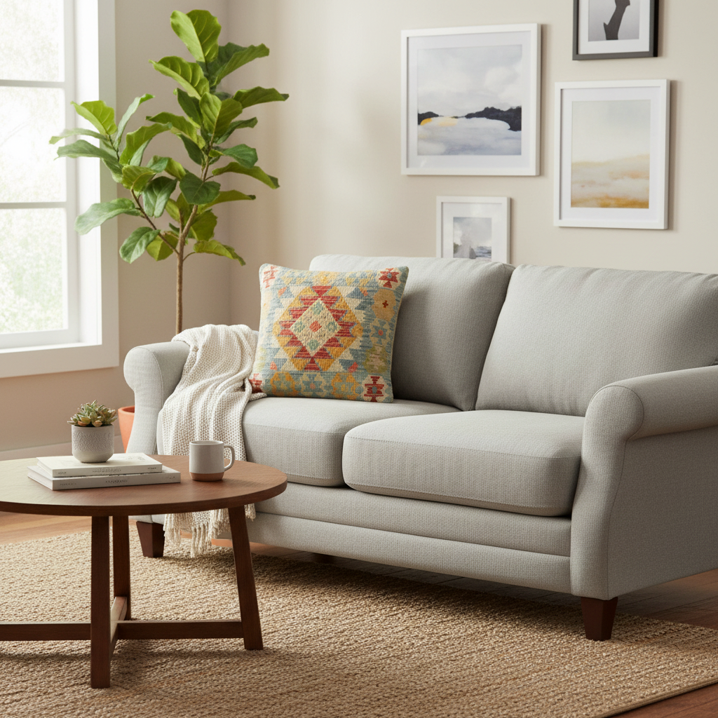 Shabby Chic Turkish Stanley Hand Woven Kilim Pillow