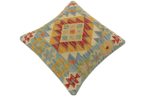 handmade Tribal Turkish Antique Blue Rust Hand-Woven SQUARE 100% WOOL pillow