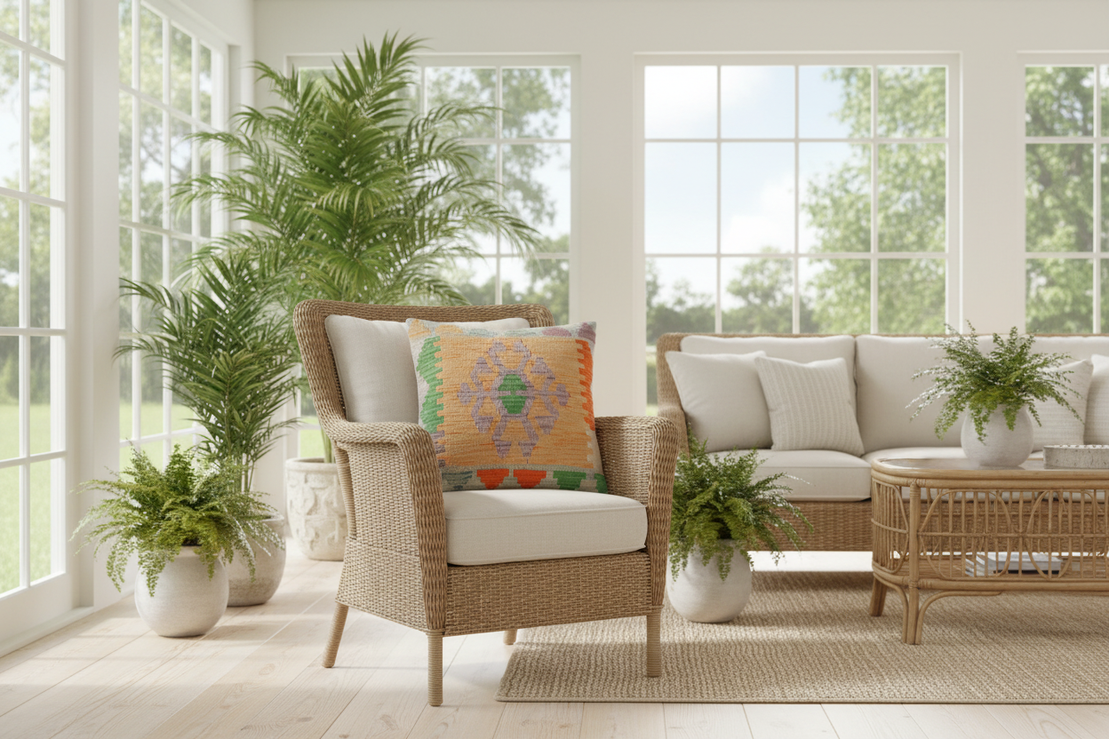 Modern Turkish Denis Hand Woven Kilim Throw Pillow