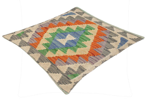 handmade Traditional Pillow Blue Gray Hand-Woven SQUARE 100% WOOL kilim throw pillow